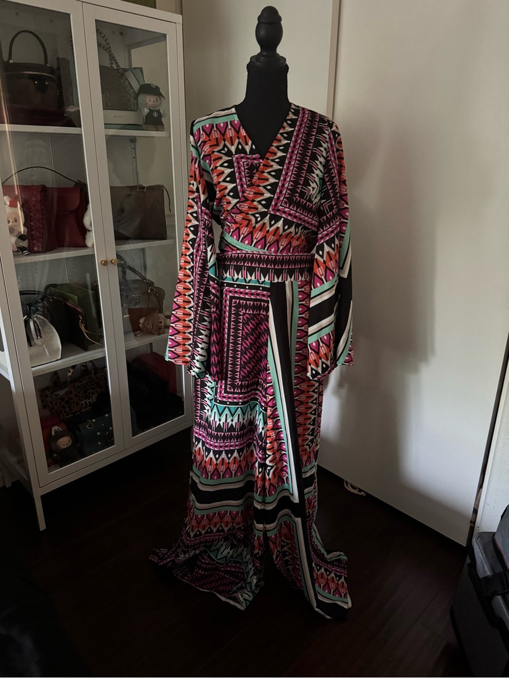 Printed Wide-Leg 2 piece set in Pink & Black/ multi